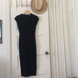 Midi Black Cap Sleeve Dress